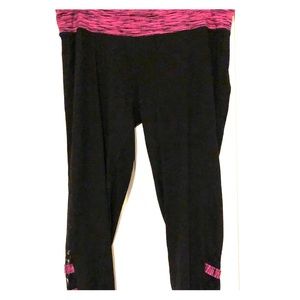 Black leggings with pink and lace detail